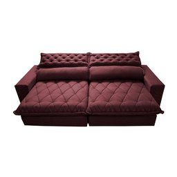 Sofá Retrátil e Reclinável 2.95m Molas Ensacadas Cama inBox Spazus com Bordado 3D Velusoft Vinho - 5