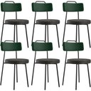 Ver imagem 1 de Kit 06 Cadeiras Decorativa Estofada Sala Jantar Barcelona L02 Facto Verde Musgo Linho Chumbo - Lyam