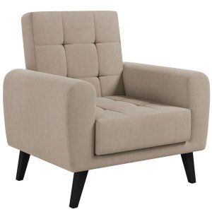 Poltrona Decorativa com Pés Palito Livia Veludo Light Bege - Vee Decor