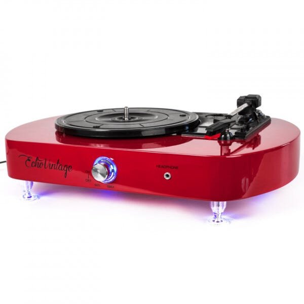 Vitrola Toca Discos Luminous Vermelha com LED Echo Vintage - 3