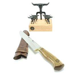 Kit Tridente, 6 Petisco Black, Suporte e Faca Inox Alemão 8p - 4