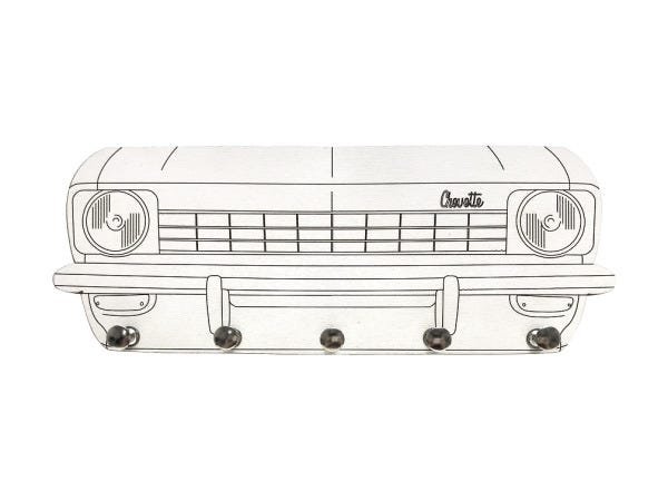 Porta Chaves Claviculário Decorativo Chevette Chevrolet Branco Gravado - 1