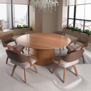Ver imagem 4 de Mesa de Jantar 6 Lugares Redonda 150cm Georgia B05 Amêndoa Cinamomo - Lyam Decor