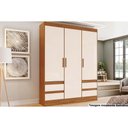 Ver imagem 1 de Guarda Roupa 3 Portas e 4 Gavetas Briz Lema B55 Nature/off White - Henn
