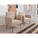 Ver imagem 1 de Kit 02 Poltronas Lux Decorativas Para Sala Quarto Suede Bege