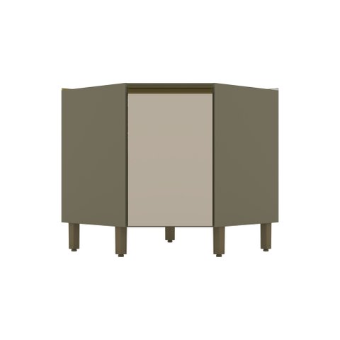 Balcão Canto Oblíquo Bia 01 Porta Évelin para Cozinha Duna/ Cristal