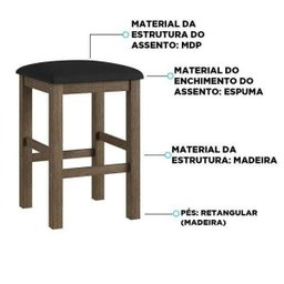 Conjunto 2 Banquetas Estofadas Madeira Espuma - Ameixa Negra/preto - 2