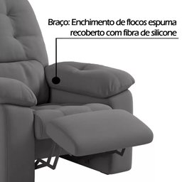 Poltrona Papai Estoril Suede Cinza Luizzi 106x90x100 - 4