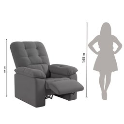 Poltrona Papai Estoril Suede Cinza Luizzi 106x90x100 - 7