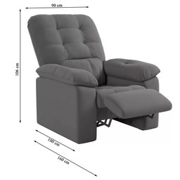 Poltrona Papai Estoril Suede Cinza Luizzi 106x90x100 - 6