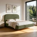 Ver imagem 1 de Cama Queen Flutuante com Cabeceira 160cm Aura W01 Linho Verde - Lyam Decor