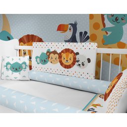 Kit de Berço Enxoval de Bebê Safári Leão Animais - Kt169 - 3