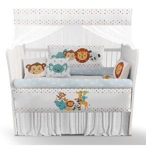 Kit de Berço Enxoval de Bebê Safári Leão Animais - Kt169
