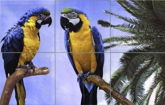 Painel caramica decoração passaros 40/60cm - 2