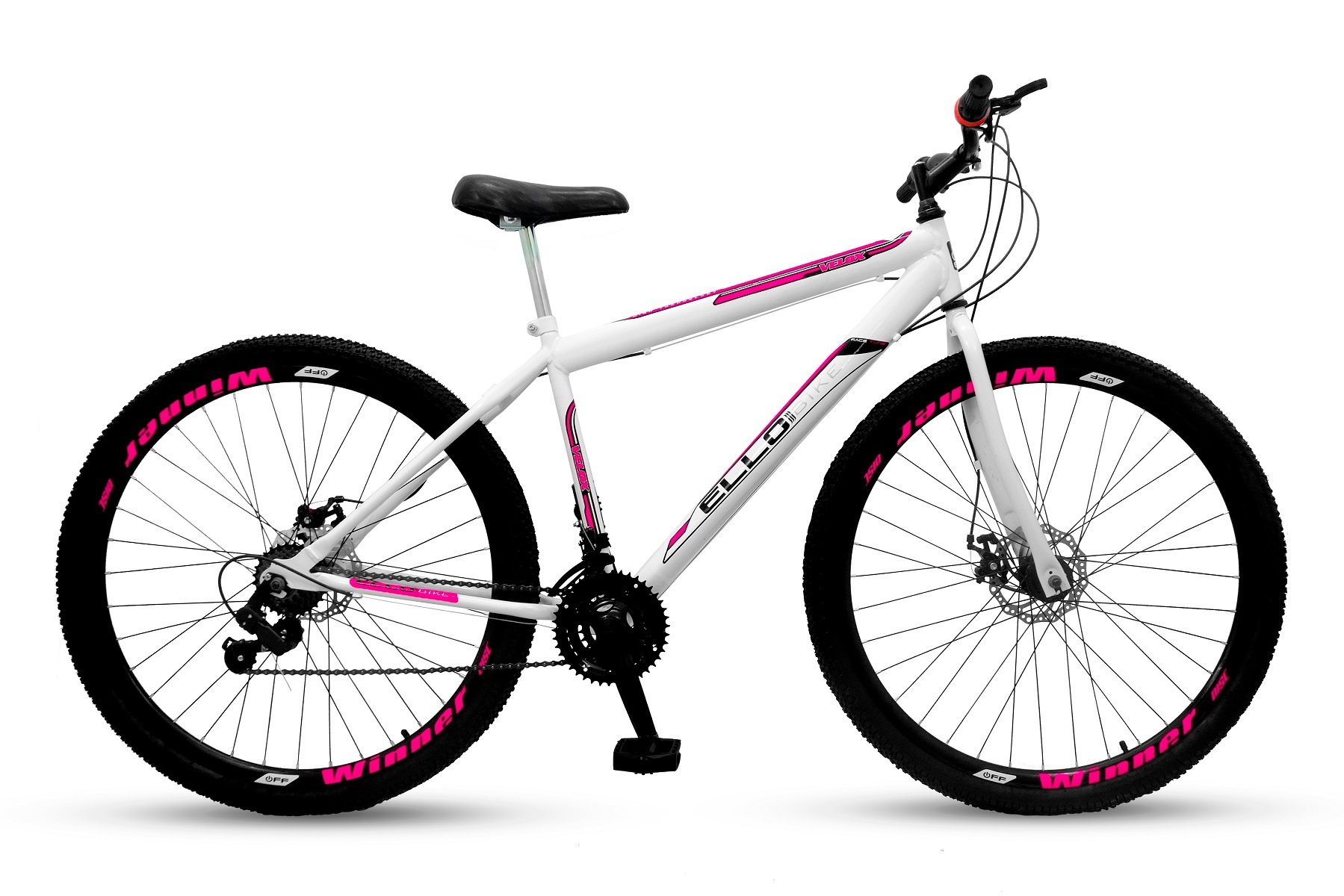 Bicicleta Aro 29 Freio A Disco 21M. Velox Branca/Pink - Ello Bike - 1