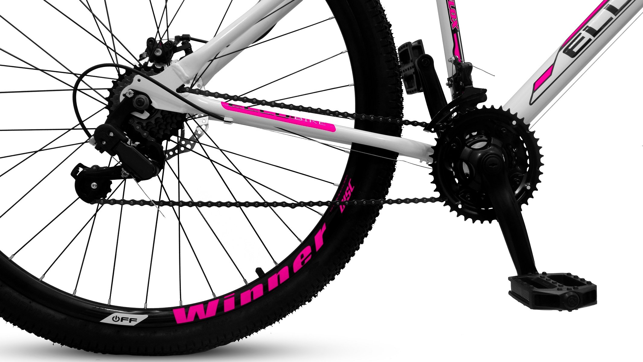 Bicicleta Aro 29 Freio A Disco 21M. Velox Branca/Pink - Ello Bike - 3