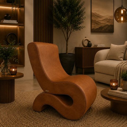 Poltrona Decorativa Marina Corino Modena Design Orgânico Moderno