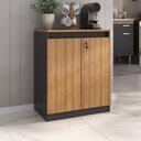 Ver imagem 2 de Aparador Buffet 60cm 2 Portas com Chave Multimóveis Cr50099 Amêndoa/preto