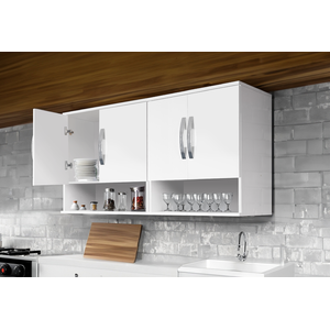 Armários Aéros Suspensos (4 Portas) Perfeito para Cozinha ou Lavanderia