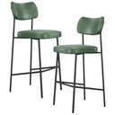 Ver imagem 1 de Kit 02 Banquetas Alta Bar Cozinha Sala de Jantar Preto Elira L02 Couríssimo Verde - Lyam Decor