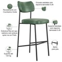 Ver imagem 4 de Kit 02 Banquetas Alta Bar Cozinha Sala de Jantar Preto Elira L02 Couríssimo Verde - Lyam Decor