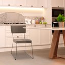 Ver imagem 6 de Kit 5 Cadeiras de Jantar Decorativa Base Aço Preto Luigi Linho Bege - Gran Belo