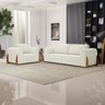 Kit 02 Poltronas e 01 Sofá Bloom 200cm 03 Lugares com Pés de Madeira Bouclê Off White - Desk Design - 2