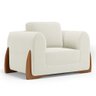 Kit 02 Poltronas e 01 Sofá Bloom 200cm 03 Lugares com Pés de Madeira Bouclê Off White - Desk Design - 15