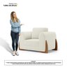 Kit 02 Poltronas e 01 Sofá Bloom 200cm 03 Lugares com Pés de Madeira Bouclê Off White - Desk Design - 9
