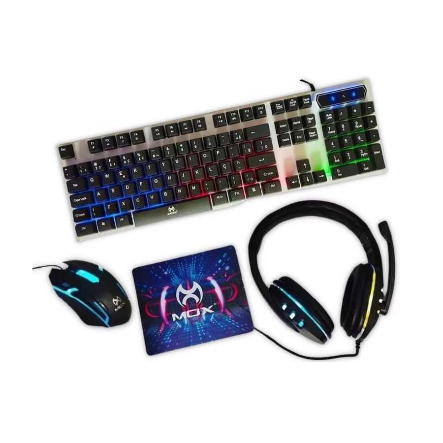 Kit Gamer 4 em 1 Mox Headset+mouse+teclado+mouse Pad Mo-km700