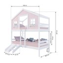 Ver imagem 4 de Beliche Casinha Dos Sonhos com Escada/ Escorregador Madeira Maciça Rosa/ Branco Housin
