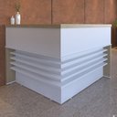 Ver imagem 2 de Mesa Balcao Atendimento Recepcao Tampo Tamburato 148x148 cm Carvalho Branco Artany
