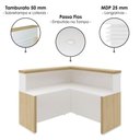 Ver imagem 4 de Mesa Balcao Atendimento Recepcao Tampo Tamburato 148x148 cm Carvalho Branco Artany