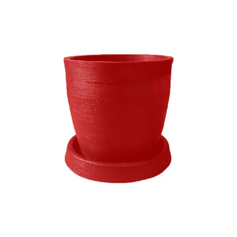 Vaso Plantar com Prato 30x30 Classico Oval Moderno Polietileno Bgplasticos V13 Vermelho Pau Brasil 0