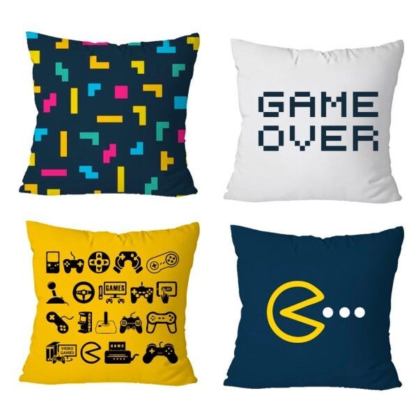 Kit de Almofadas Cheias Gamer Azul Marinho 04 Peças - 1
