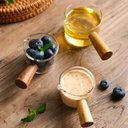 Ver imagem 2 de 20 Molheiras Cremeira de Vidro 100ml Cabo de Bambu Lyor Caldas Mesa Posta Molhos Shoyu