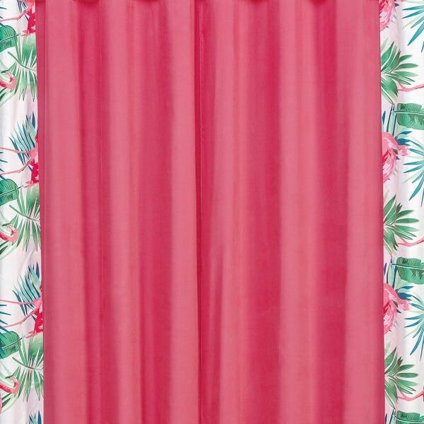 Cortina Forest Flamingo 3,00M x 2,60M para Varão Simples - 3