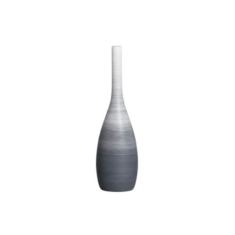 Vaso Decorativo de Cerâmica Garrafa Tulipa Pequena Cinza e Branco Husky Joelma Decorações