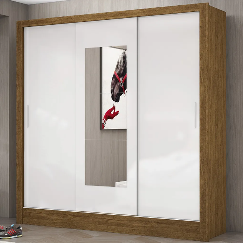 Guarda Roupa Dubaí com Espelho Cinamomo/bco - Carioca Móveis