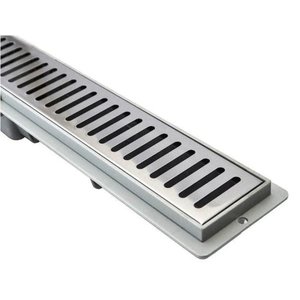 Ralo Linear Sifonado 5x50 Banheiro modelo Grelha Inox Polida - Ficone Reis