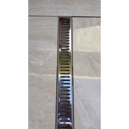 Ralo Linear Sifonado 5x50 Banheiro modelo Grelha Inox Polida - Ficone Reis - 5