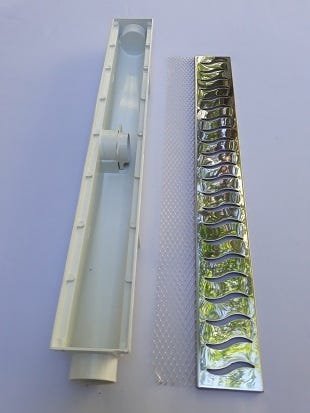 Ralo Linear 6x50 modelo Grelha Inox Polida com Tela Anti Insetos e Coletor Branco - Ficone Reis - 6