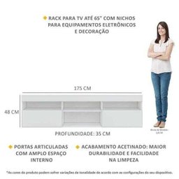 Rack para TV 65 Polegadas com 2 Portas Paris Multimóveis Branco - 3