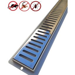 Ralo Linear Sifonado 5x50 Banheiro mod Grelha Inox Polida Tela Anti Insetos - Ficone Reis - 1