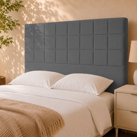Cabeceira Decorativa Florem para Cama de Casal 140 cm Suede Cinza