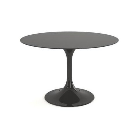 Mesa Saarinen Redonda 60cm Madeira Base Preta Laca Preta