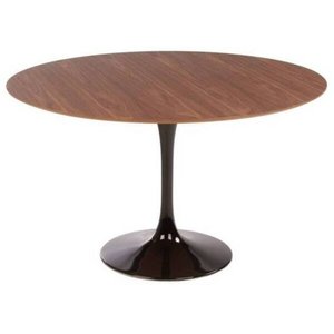 Mesa Saarinen Redonda 107cm Madeira Base Preta Imbuia