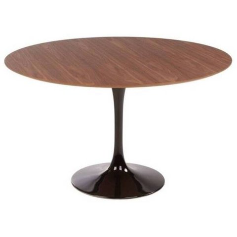 Mesa Saarinen Redonda 107cm Madeira Base Preta Imbuia
