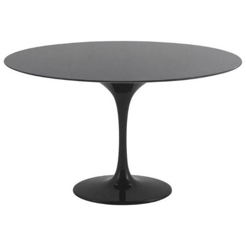 Mesa Saarinen Redonda 124cm Madeira Base Preta Laca Preta