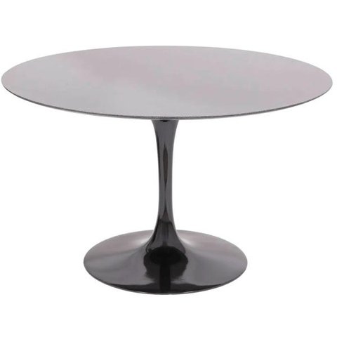 Mesa Saarinen Redonda 137cm Madeira Base Preta Laca Preta